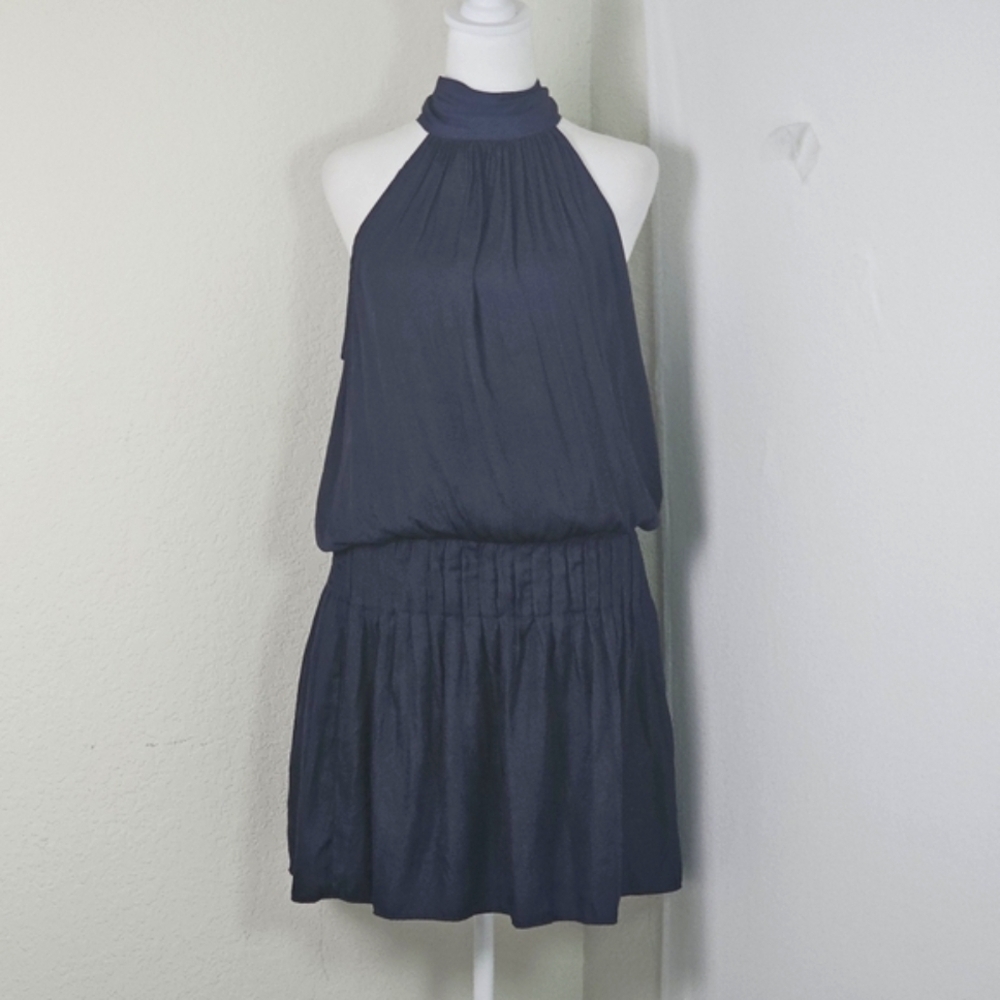 DO+BE Say You Love It Halter Neck Tie Navy Blue Dress Sz Lg